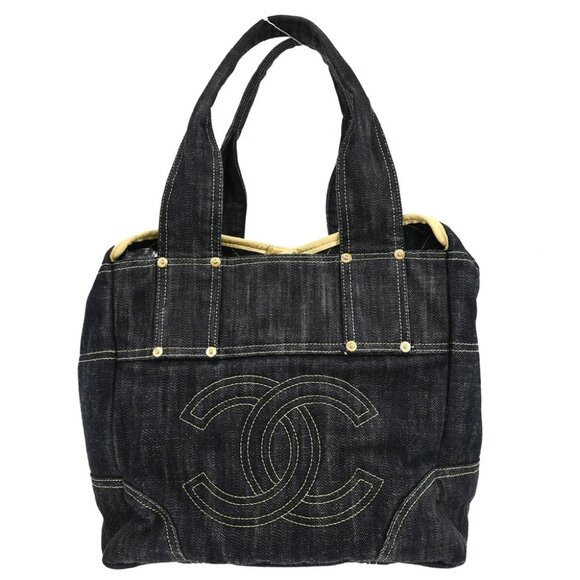 Chanel Navy Sparkling Denim Tote Handbag - Picture 1 of 10